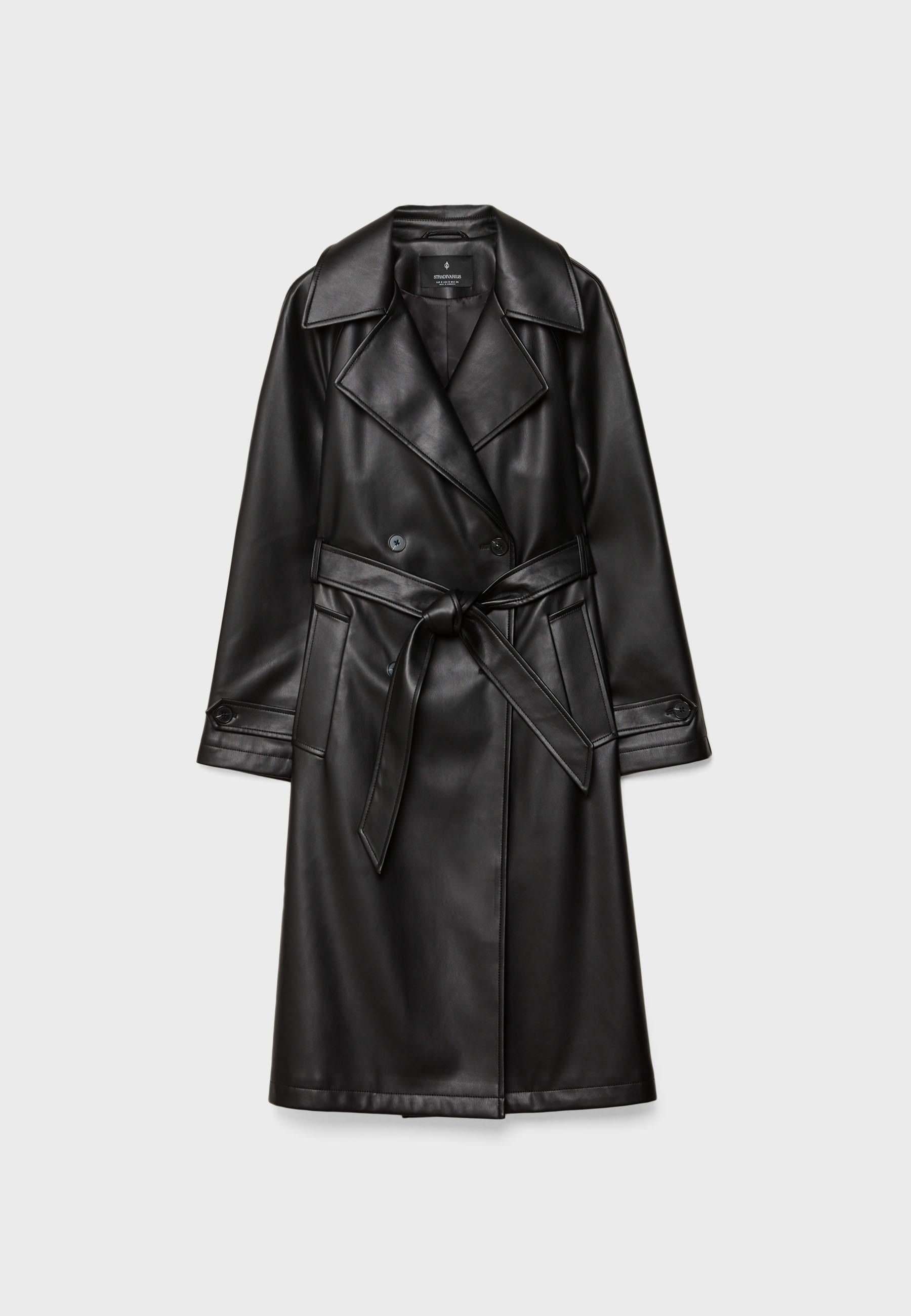 Aurrelia | Long Trenchcoat with Leather Effect