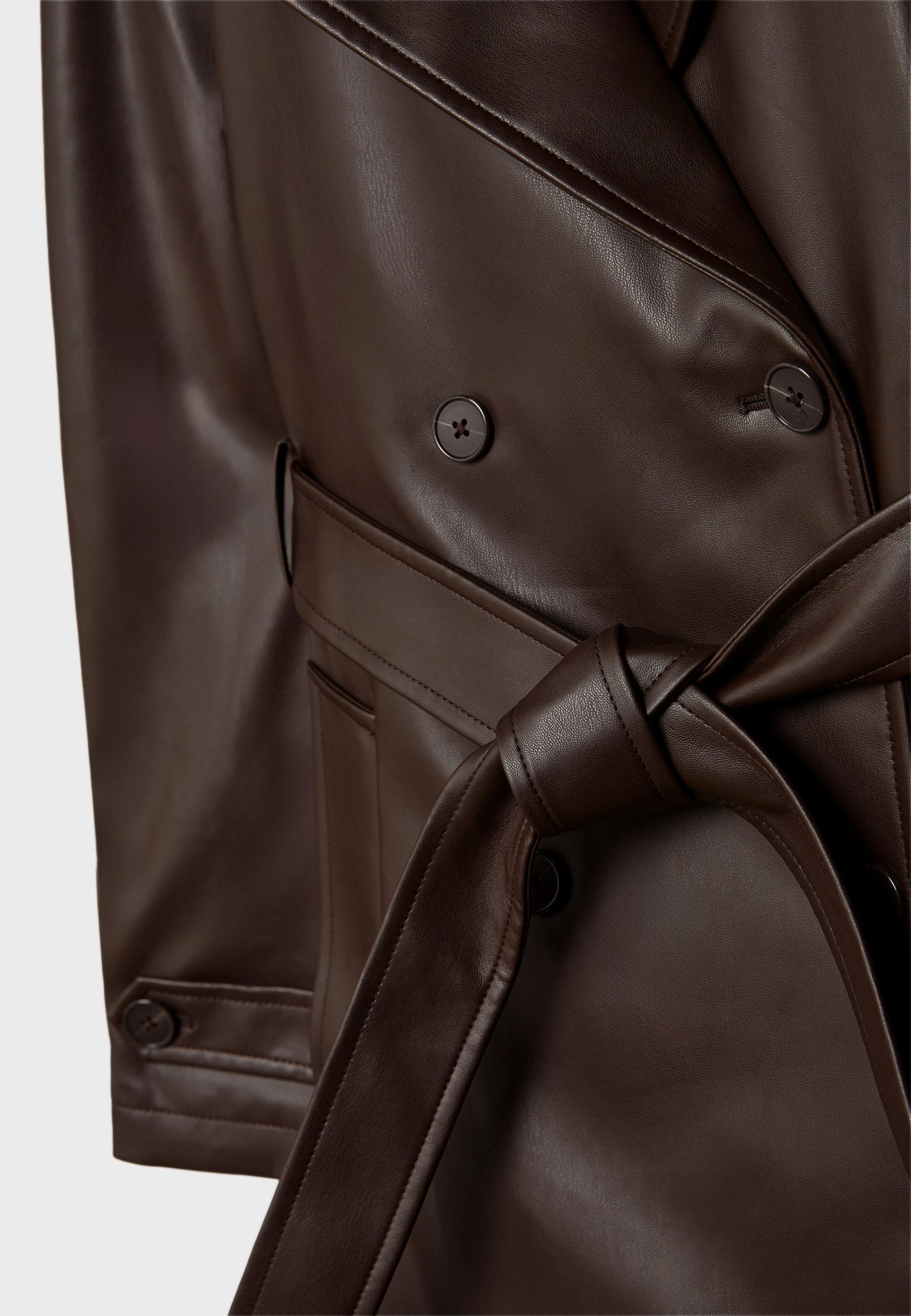 Aurrelia | Long Trenchcoat with Leather Effect