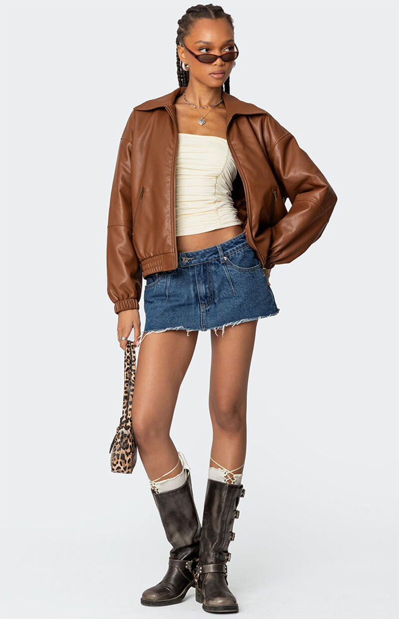 Natalie Faux Leather Bomber Jacket
