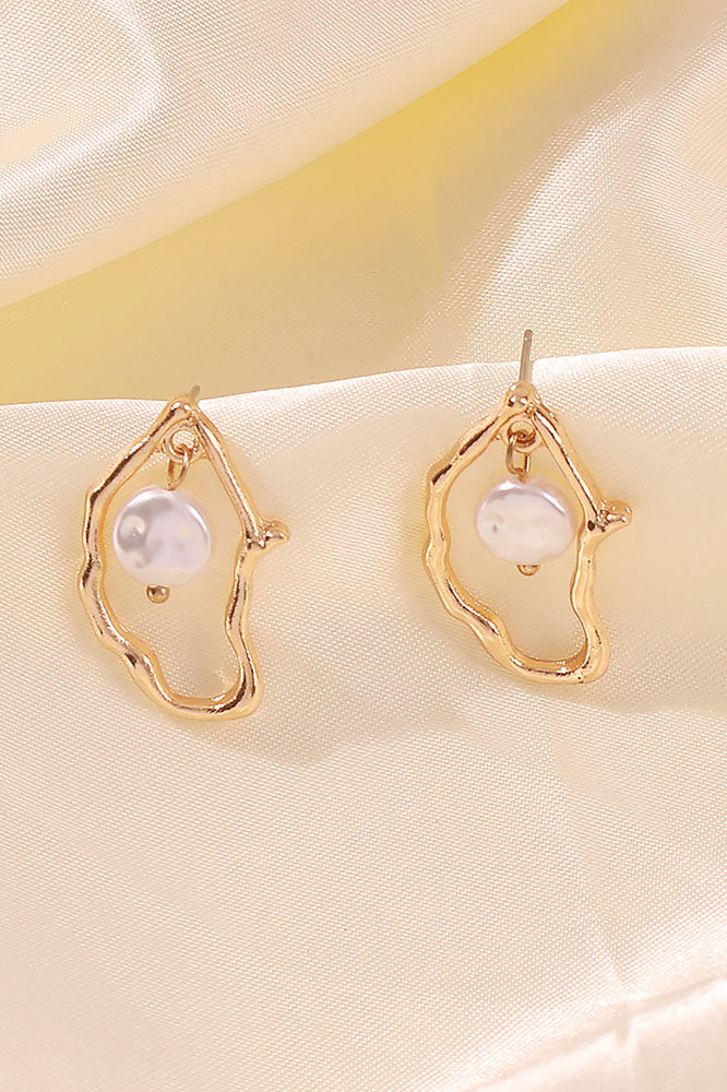 Oyster Pearl - Irregular - Shaped Drop Earrings