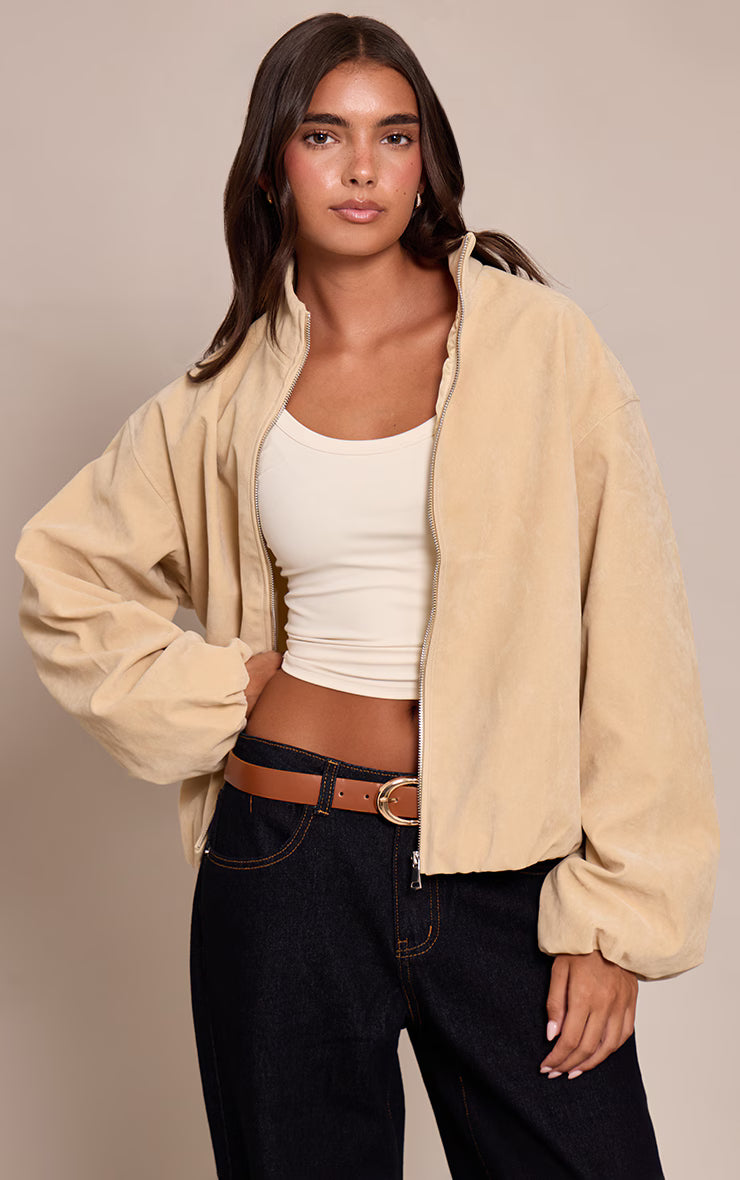 Aurrelia | Faux Suede Bomber Jacket