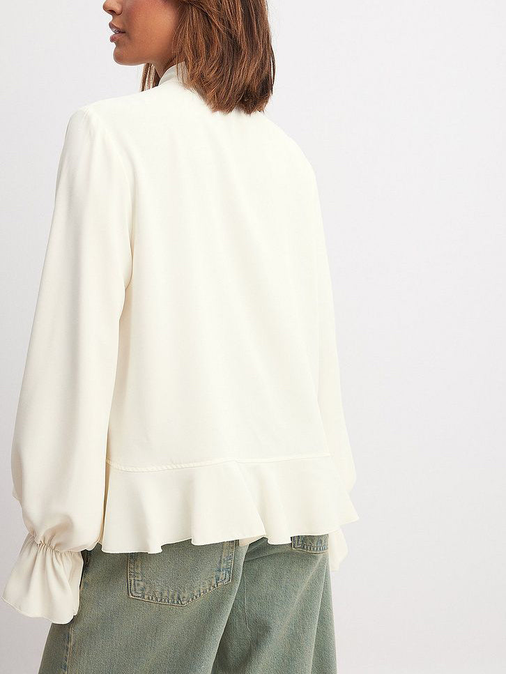 Off-White Ruffle Tie Blouse