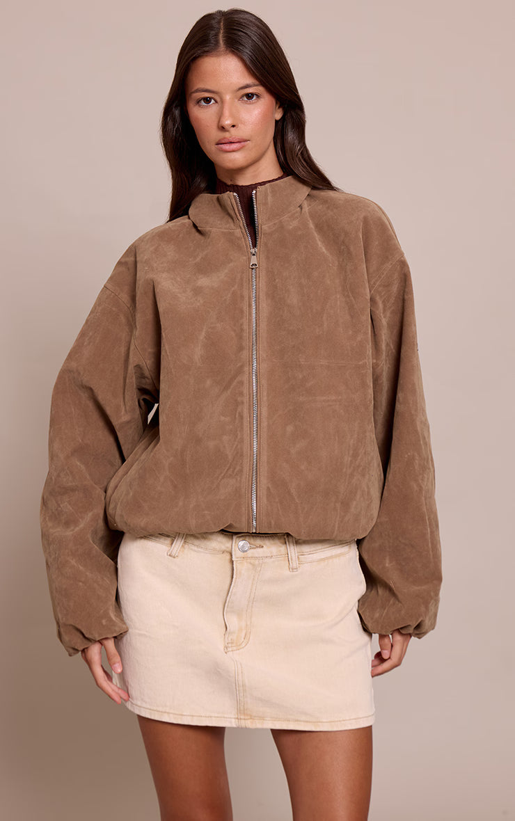 Aurrelia | Faux Suede Bomber Jacket