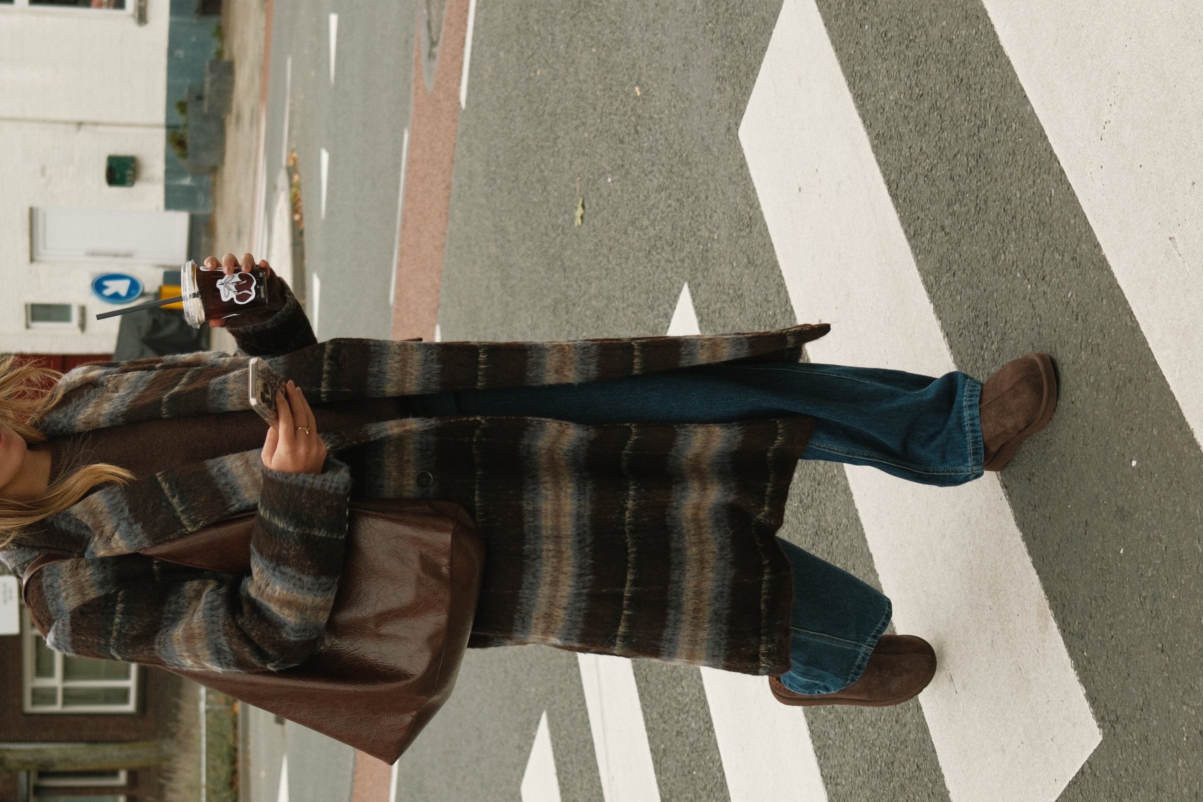 CENTRAL PARK COAT BROWN STRIPED