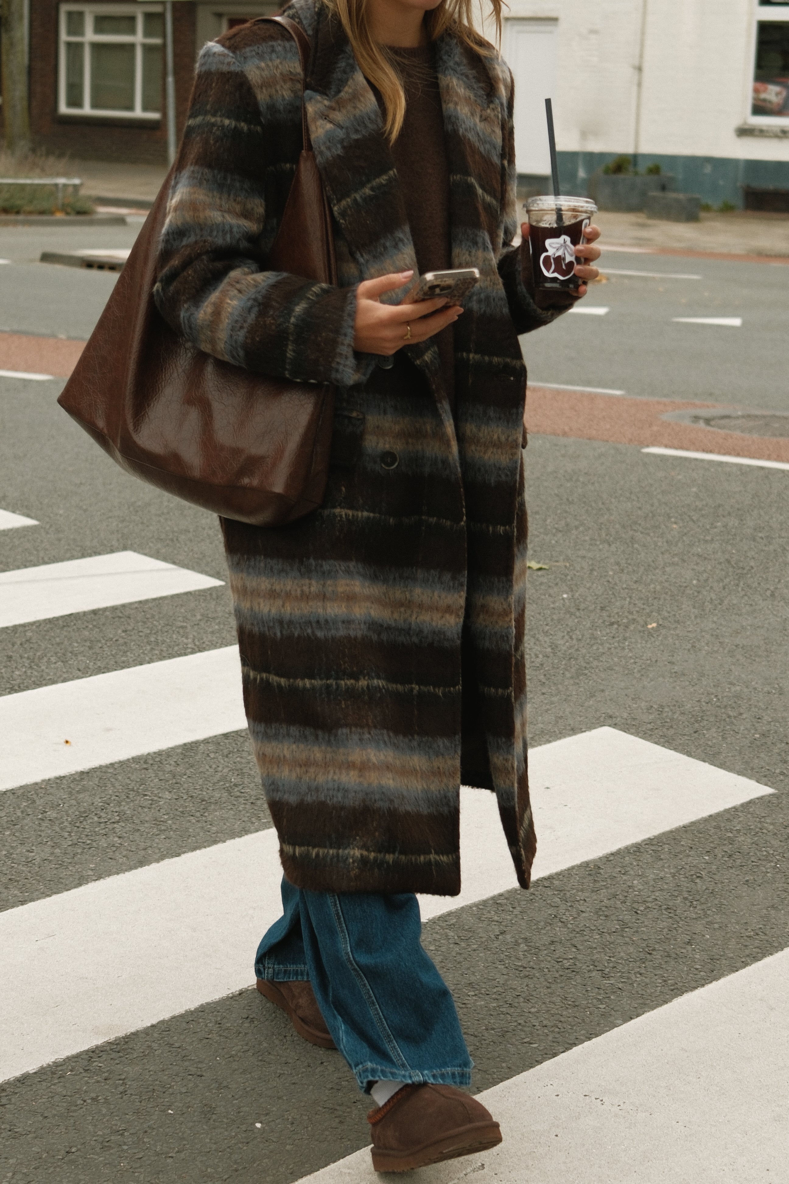 CENTRAL PARK COAT BROWN STRIPED