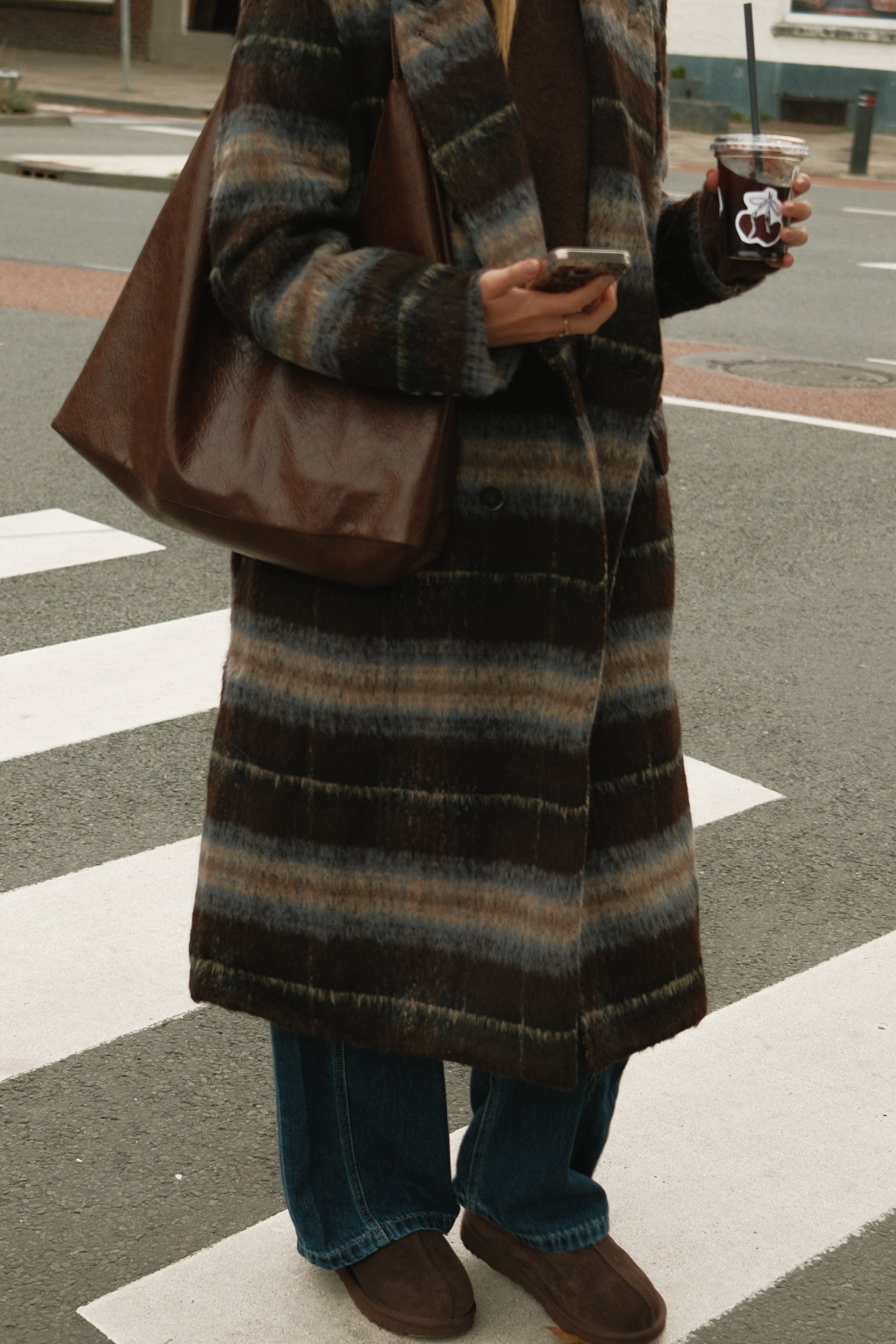 CENTRAL PARK COAT BROWN STRIPED