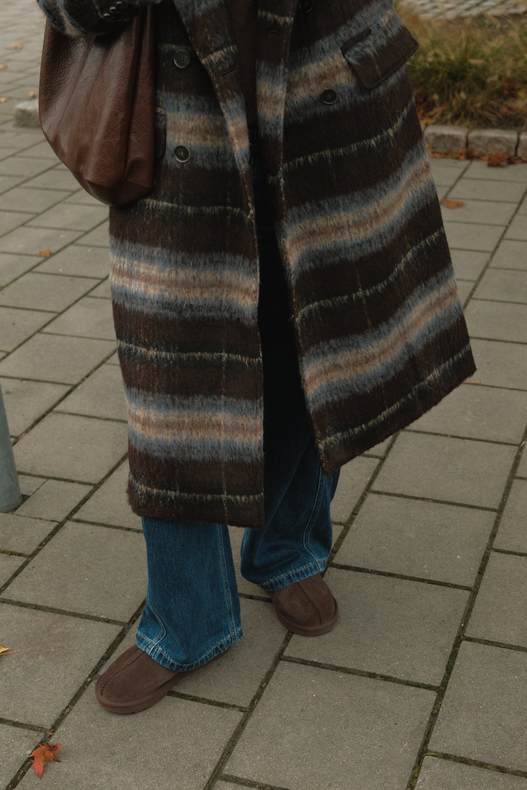 CENTRAL PARK COAT BROWN STRIPED