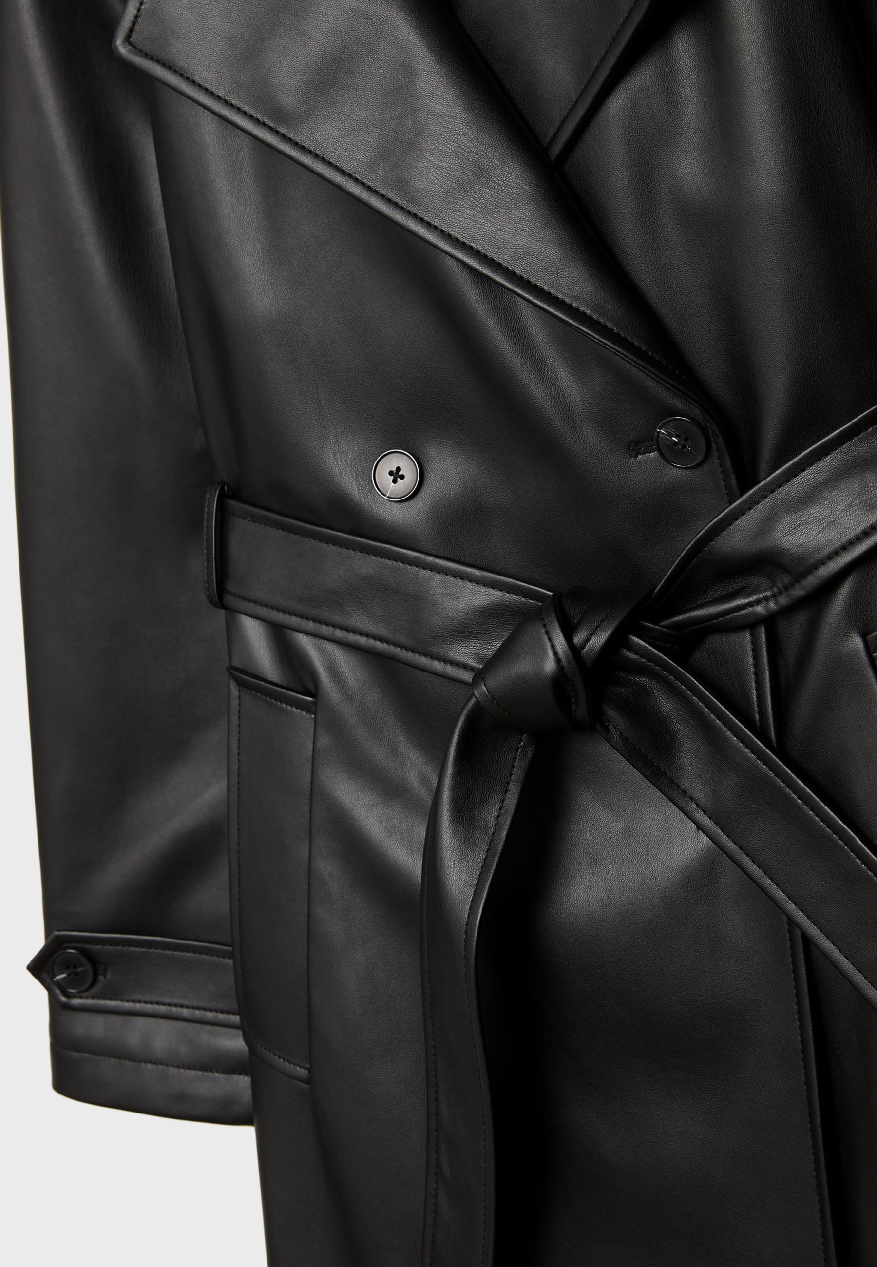 Aurrelia | Long Trenchcoat with Leather Effect
