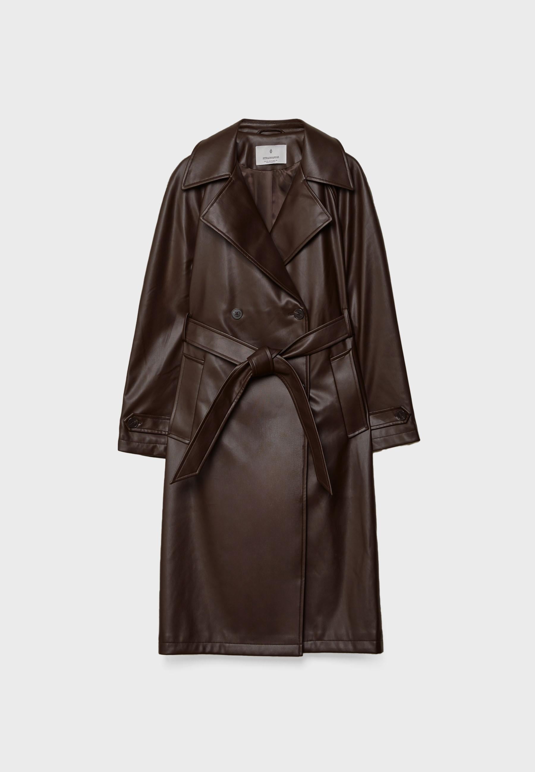 Aurrelia | Long Trenchcoat with Leather Effect