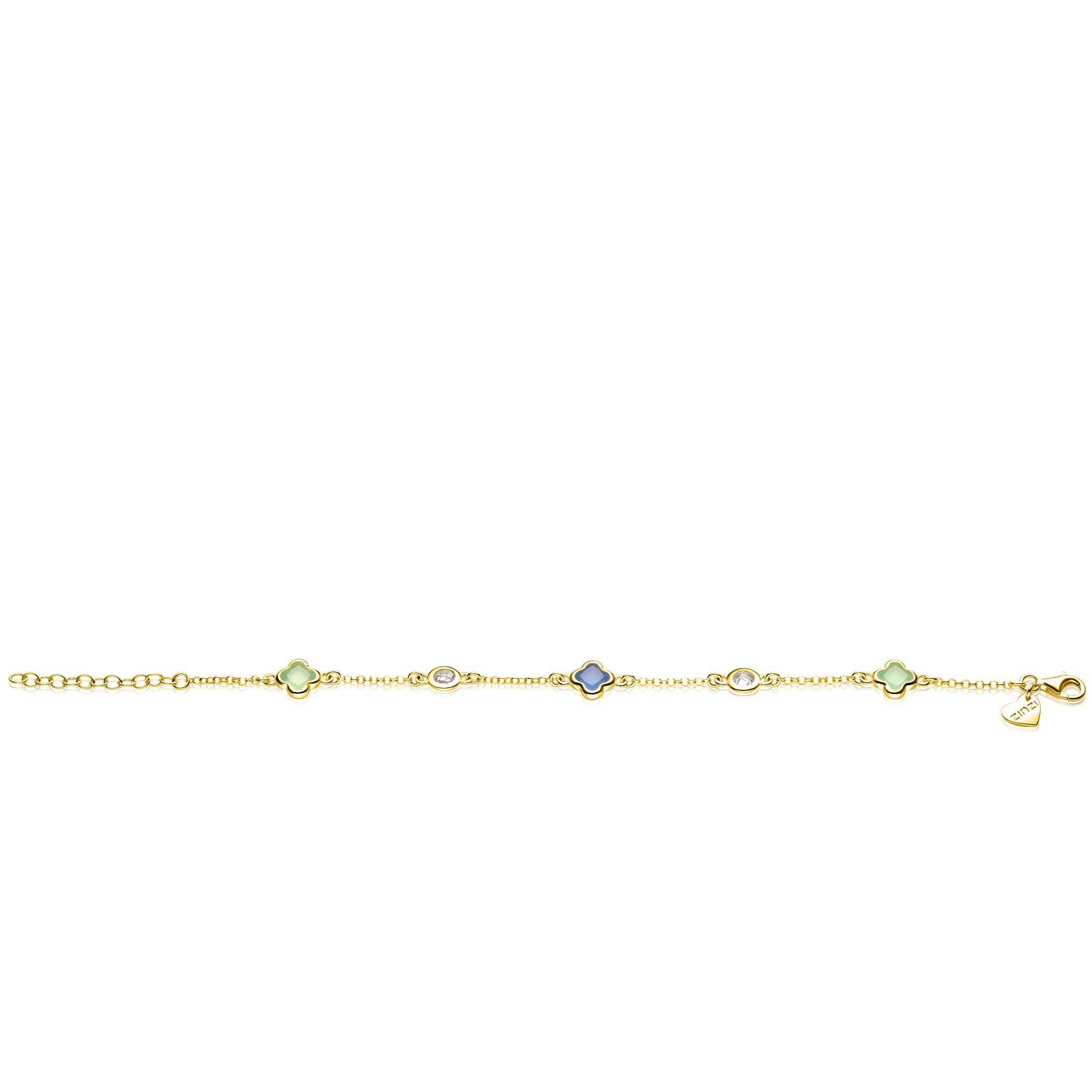 Aurrelia | Mint & Sapphire Clover Bracelet