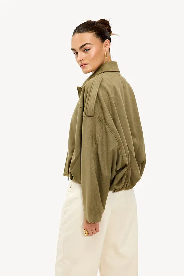 Aurrelia | Textured Oversized Bomber Jacket