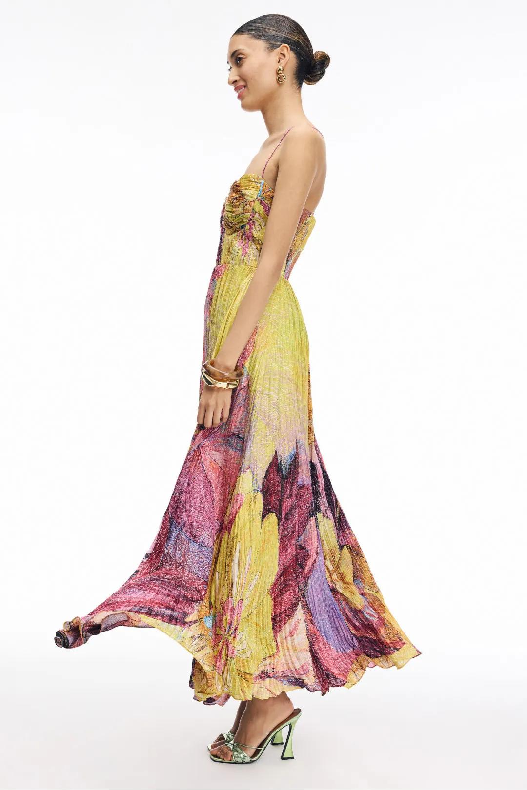 Kiara Multicolored Ikat Print Maxi Dress