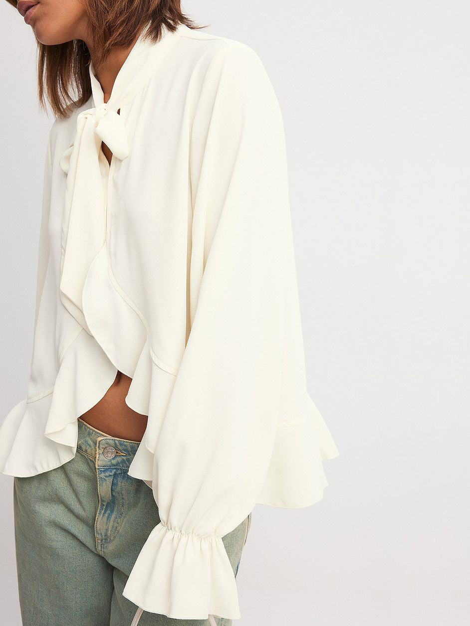Off-White Ruffle Tie Blouse