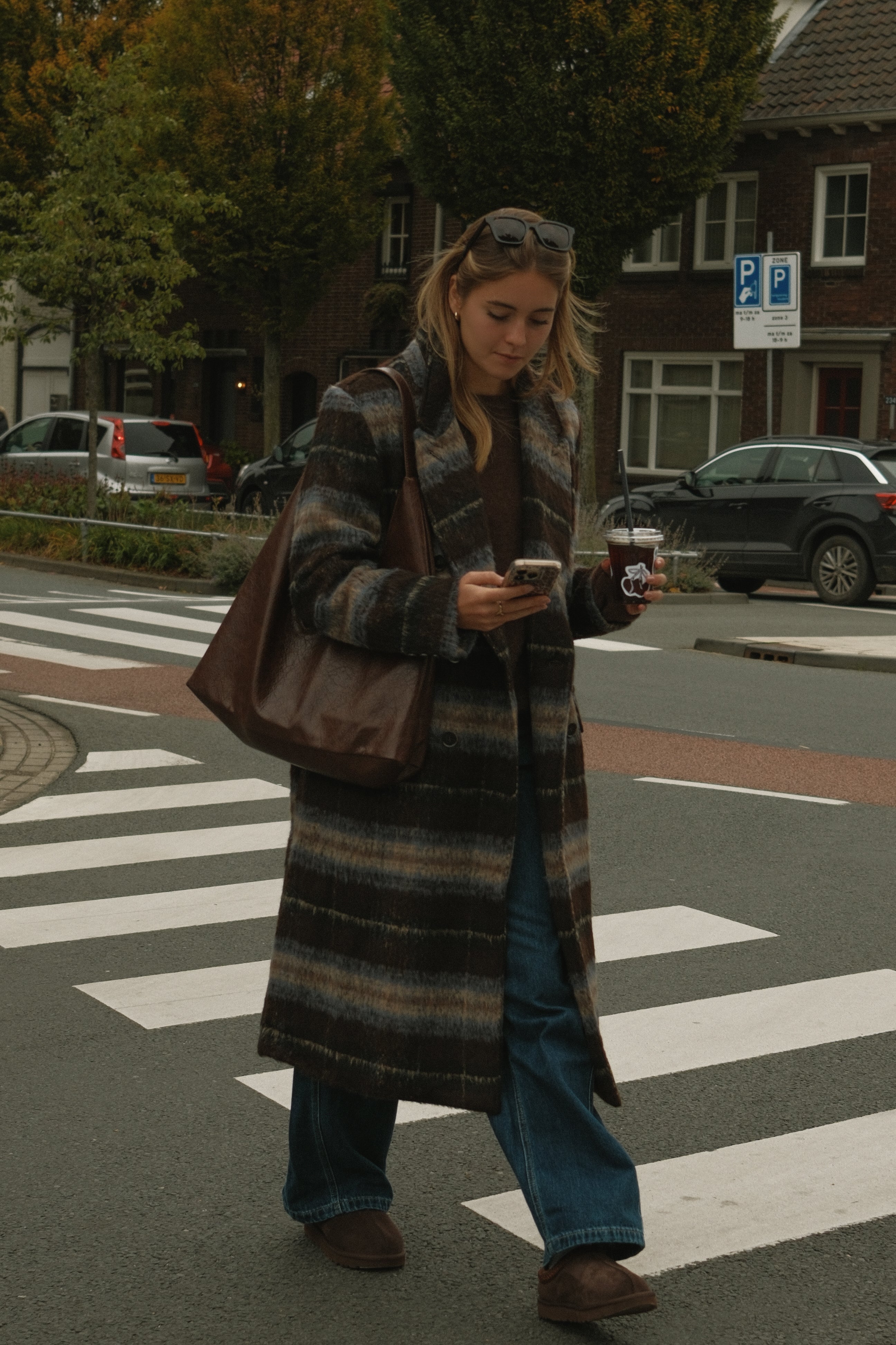 CENTRAL PARK COAT BROWN STRIPED