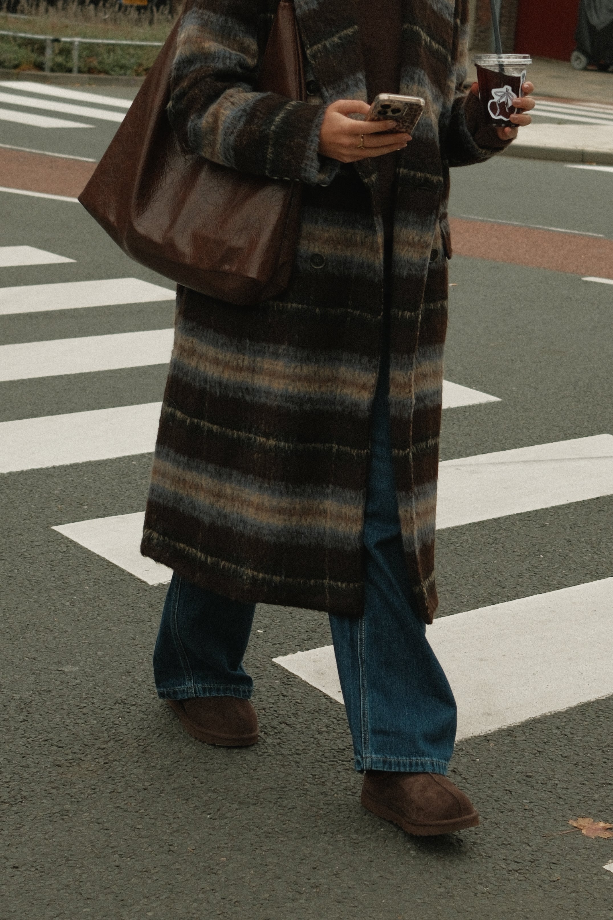 CENTRAL PARK COAT BROWN STRIPED