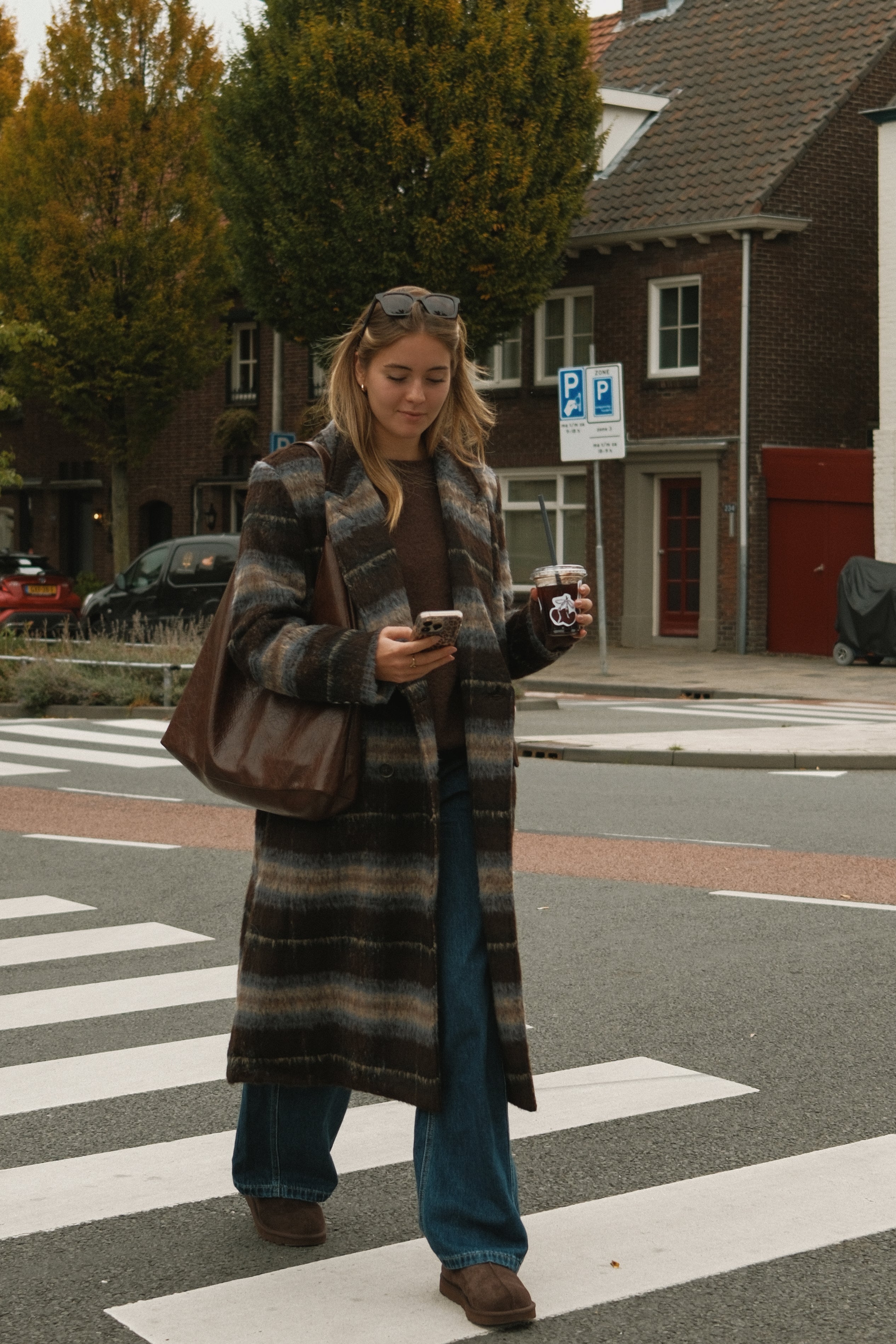 CENTRAL PARK COAT BROWN STRIPED