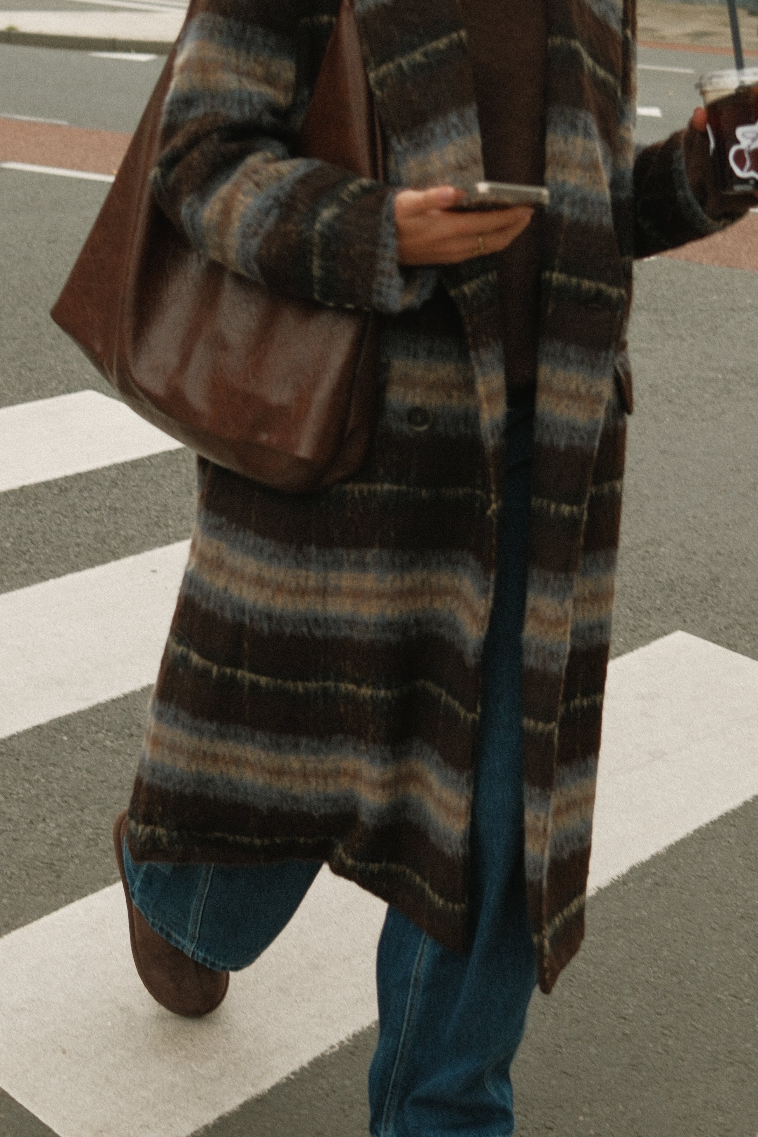 CENTRAL PARK COAT BROWN STRIPED