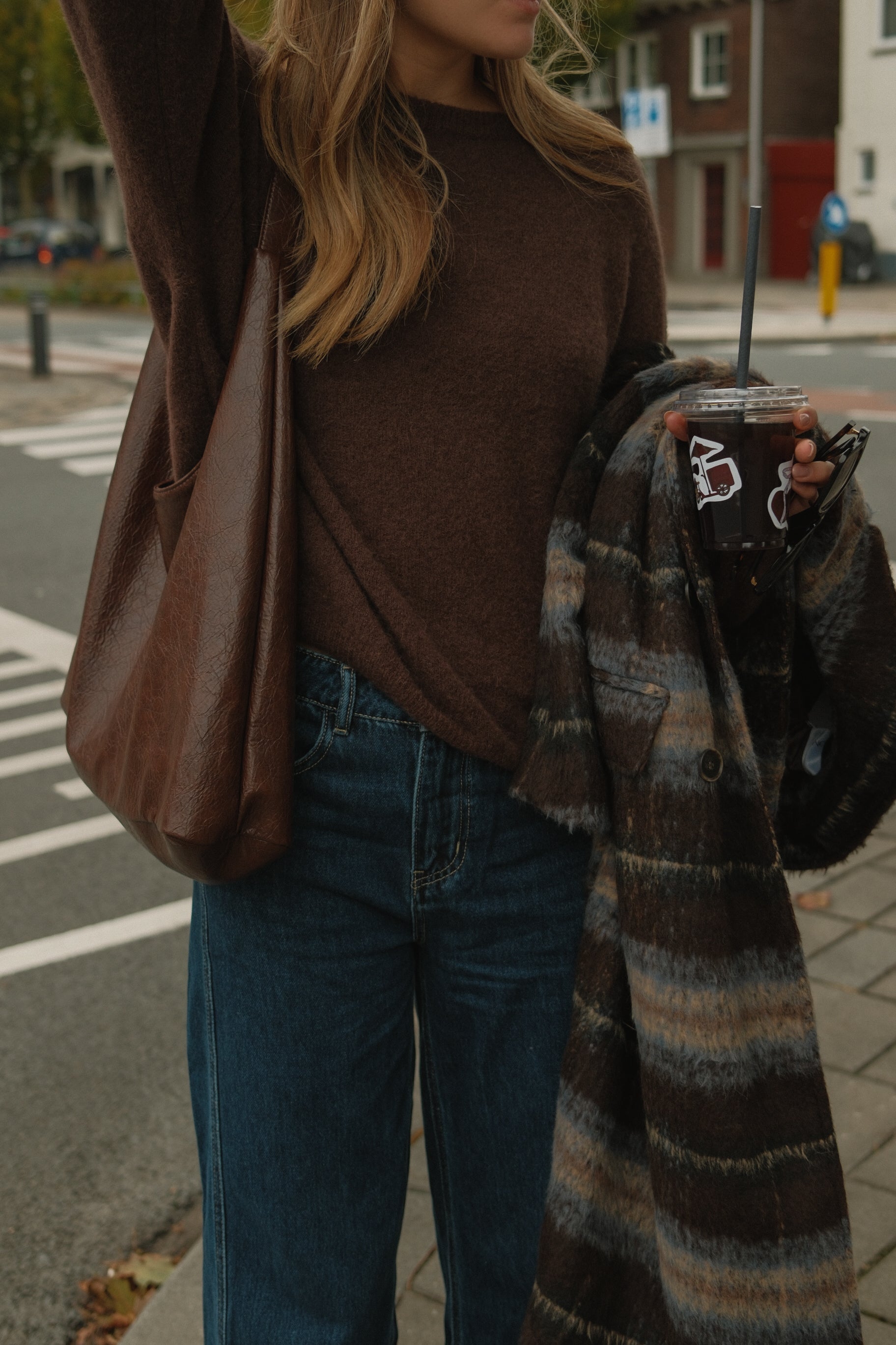 CENTRAL PARK COAT BROWN STRIPED