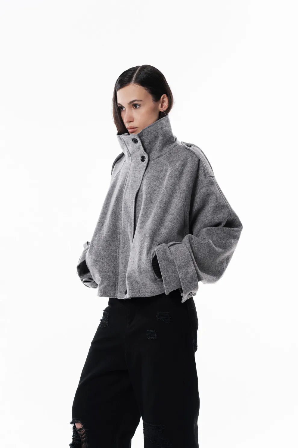 Aurrelia | Wool high collar coat