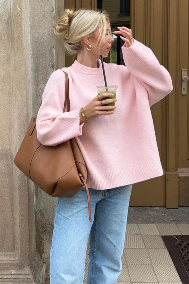 Aurrelia | Pink Casual Loose Sweater